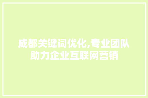 成都关键词优化,专业团队助力企业互联网营销