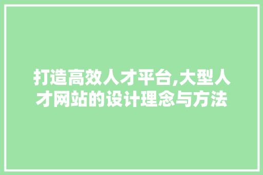 打造高效人才平台,大型人才网站的设计理念与方法