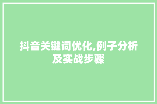 抖音关键词优化,例子分析及实战步骤