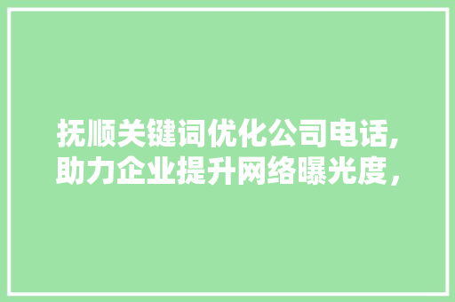抚顺关键词优化公司电话,助力企业提升网络曝光度，抢占市场先机