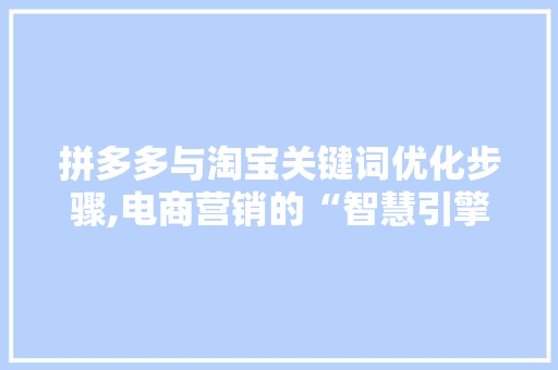 拼多多与淘宝关键词优化步骤,电商营销的“智慧引擎”