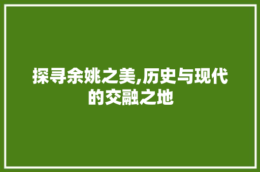 探寻余姚之美,历史与现代的交融之地