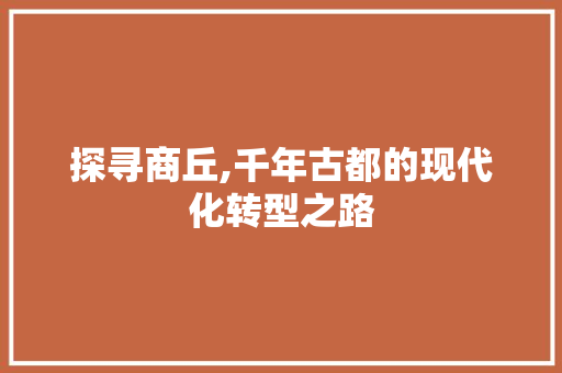 探寻商丘,千年古都的现代化转型之路