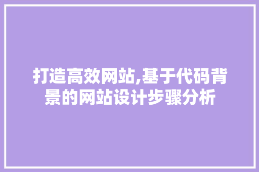 打造高效网站,基于代码背景的网站设计步骤分析 项目报告