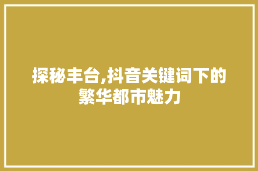 探秘丰台,抖音关键词下的繁华都市魅力