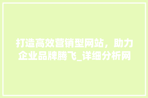 打造高效营销型网站，助力企业品牌腾飞_详细分析网站设计之路 前端技术