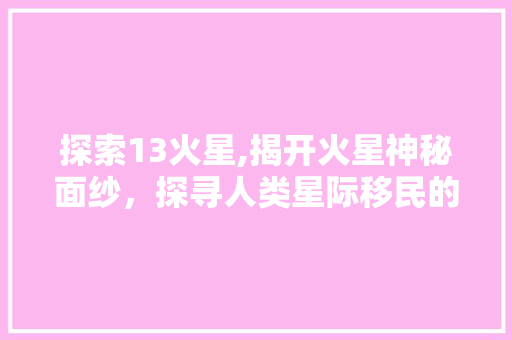 探索13火星,揭开火星神秘面纱，探寻人类星际移民的奥秘