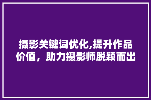 摄影关键词优化,提升作品价值，助力摄影师脱颖而出