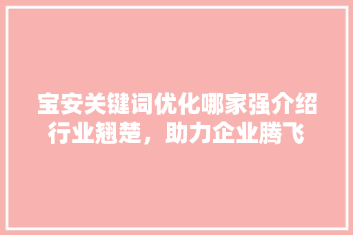 宝安关键词优化哪家强介绍行业翘楚，助力企业腾飞