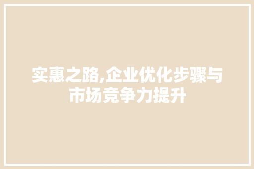 实惠之路,企业优化步骤与市场竞争力提升