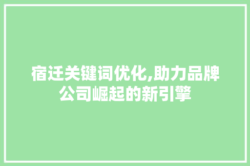 宿迁关键词优化,助力品牌公司崛起的新引擎