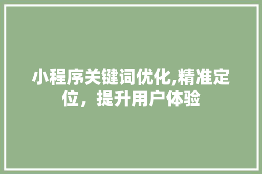 小程序关键词优化,精准定位，提升用户体验