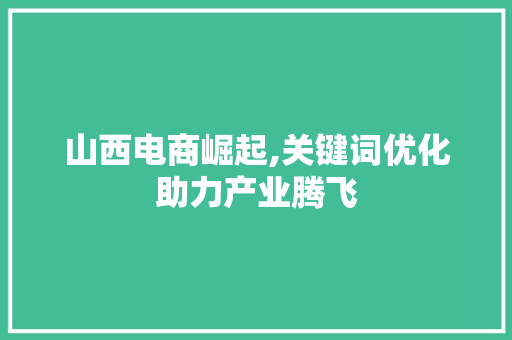 山西电商崛起,关键词优化助力产业腾飞