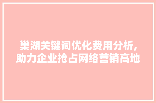 巢湖关键词优化费用分析,助力企业抢占网络营销高地
