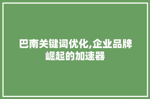 巴南关键词优化,企业品牌崛起的加速器