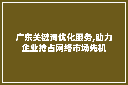 广东关键词优化服务,助力企业抢占网络市场先机