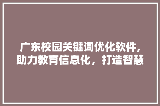 广东校园关键词优化软件,助力教育信息化，打造智慧校园新生态