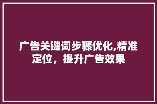 广告关键词步骤优化,精准定位，提升广告效果