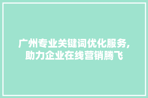 广州专业关键词优化服务,助力企业在线营销腾飞