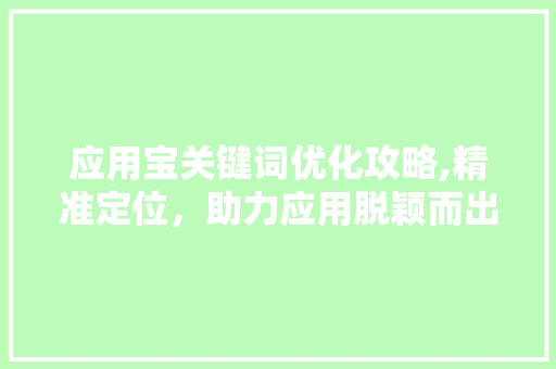 应用宝关键词优化攻略,精准定位，助力应用脱颖而出 MySQL