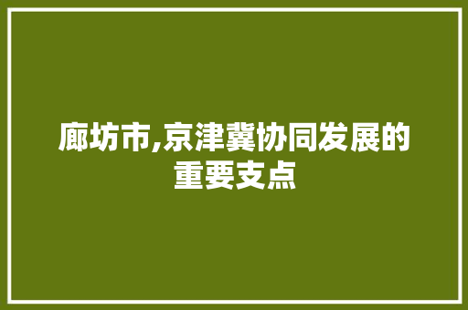 廊坊市,京津冀协同发展的重要支点