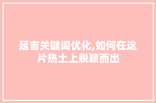 延吉关键词优化,如何在这片热土上脱颖而出