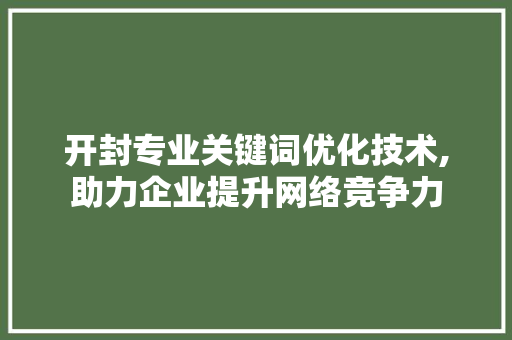 开封专业关键词优化技术,助力企业提升网络竞争力