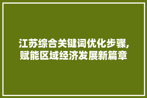 江苏综合关键词优化步骤,赋能区域经济发展新篇章