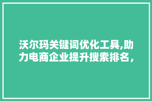 沃尔玛关键词优化工具,助力电商企业提升搜索排名，实现精准营销