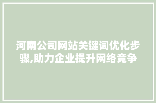 河南公司网站关键词优化步骤,助力企业提升网络竞争力