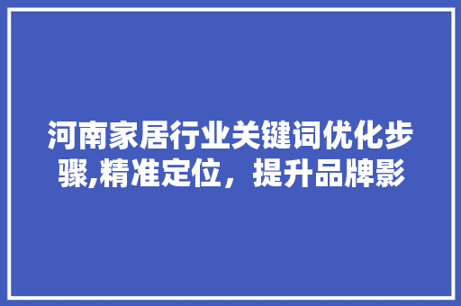 河南家居行业关键词优化步骤,精准定位，提升品牌影响力