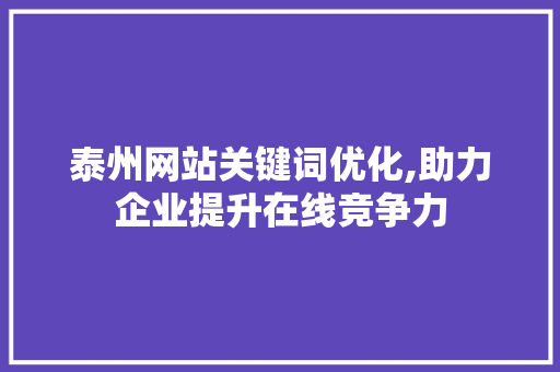泰州网站关键词优化,助力企业提升在线竞争力