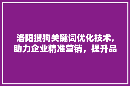 洛阳搜狗关键词优化技术,助力企业精准营销，提升品牌影响力