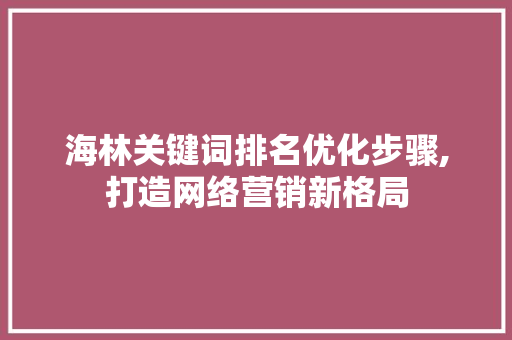 海林关键词排名优化步骤,打造网络营销新格局