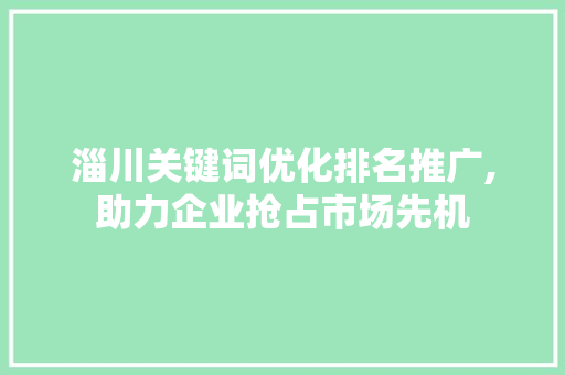 淄川关键词优化排名推广,助力企业抢占市场先机