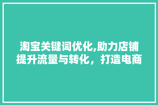 淘宝关键词优化,助力店铺提升流量与转化，打造电商成功之路