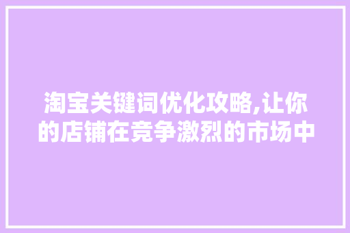 淘宝关键词优化攻略,让你的店铺在竞争激烈的市场中脱颖而出