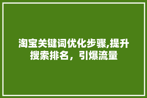 淘宝关键词优化步骤,提升搜索排名，引爆流量