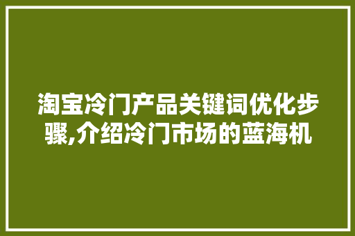 淘宝冷门产品关键词优化步骤,介绍冷门市场的蓝海机遇