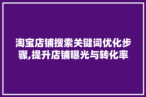 淘宝店铺搜索关键词优化步骤,提升店铺曝光与转化率的关键
