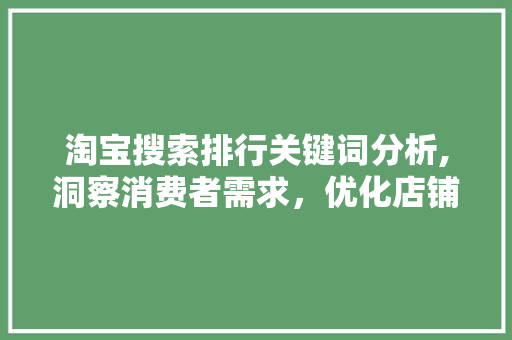 淘宝搜索排行关键词分析,洞察消费者需求，优化店铺运营步骤