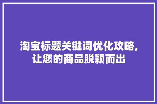 淘宝标题关键词优化攻略,让您的商品脱颖而出