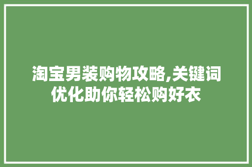淘宝男装购物攻略,关键词优化助你轻松购好衣