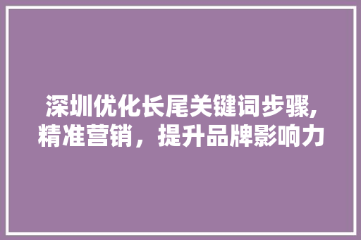 深圳优化长尾关键词步骤,精准营销，提升品牌影响力