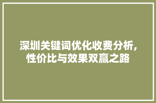 深圳关键词优化收费分析,性价比与效果双赢之路
