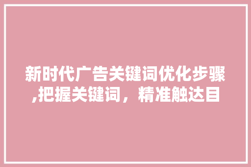 新时代广告关键词优化步骤,把握关键词，精准触达目标受众 MySQL