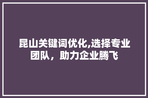 昆山关键词优化,选择专业团队，助力企业腾飞