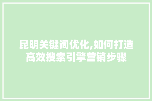 昆明关键词优化,如何打造高效搜索引擎营销步骤
