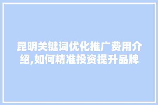 昆明关键词优化推广费用介绍,如何精准投资提升品牌影响力