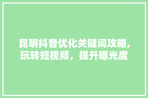 昆明抖音优化关键词攻略,玩转短视频，提升曝光度